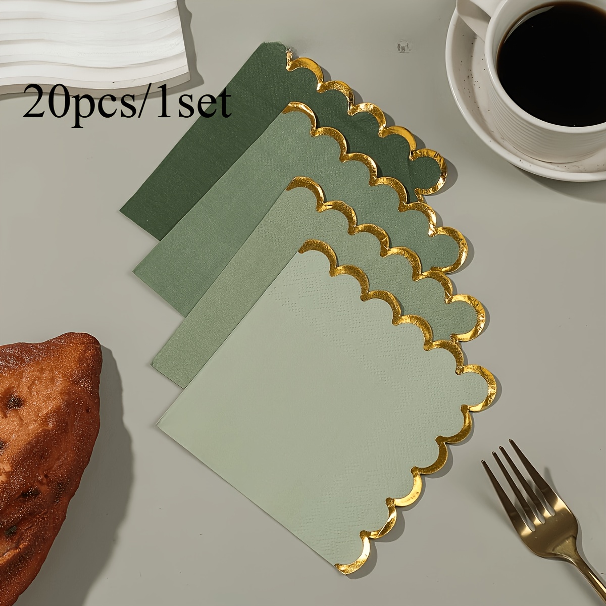 Image of 25 Elegant Hot- Floral Paper Napkins, In 4 Assorted Vibrant Colors, Perfect, Garden, Decorations. Decorative Napkins For Cafe Decoration, With Wavy Pattern On The Edges For Halloween、christmas