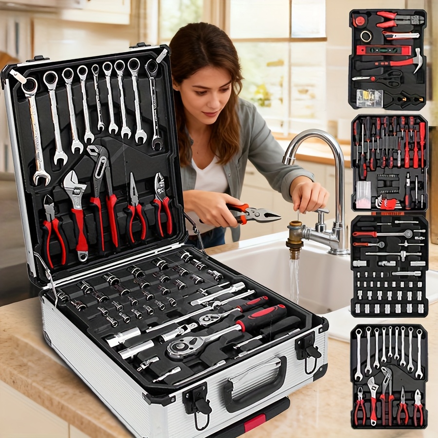 899 52-Piece Professional Multi-Functional Tool Set with Portable Case, Chrome Vanadium Steel, for Home and Car Maintenance