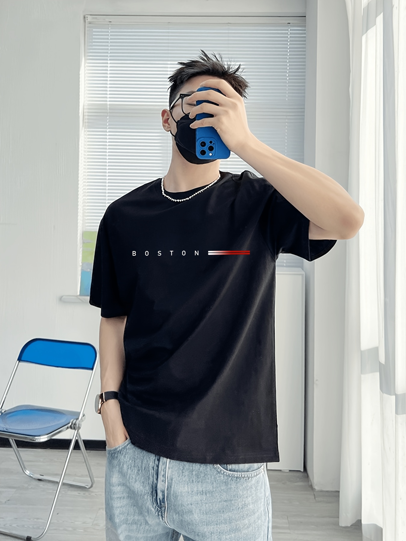 Men'S 210g T-Shirt - Soft Everyday Casual Tee with Bold BOSTON Lettering, Bright Yellow Shirt for Everyday & Special Occasions - Breathable Round Neck Top, Comfortable Fit, Back to Basics, Classic Design, Lightweight Material, Short Sleeve Shirt, Urban Style