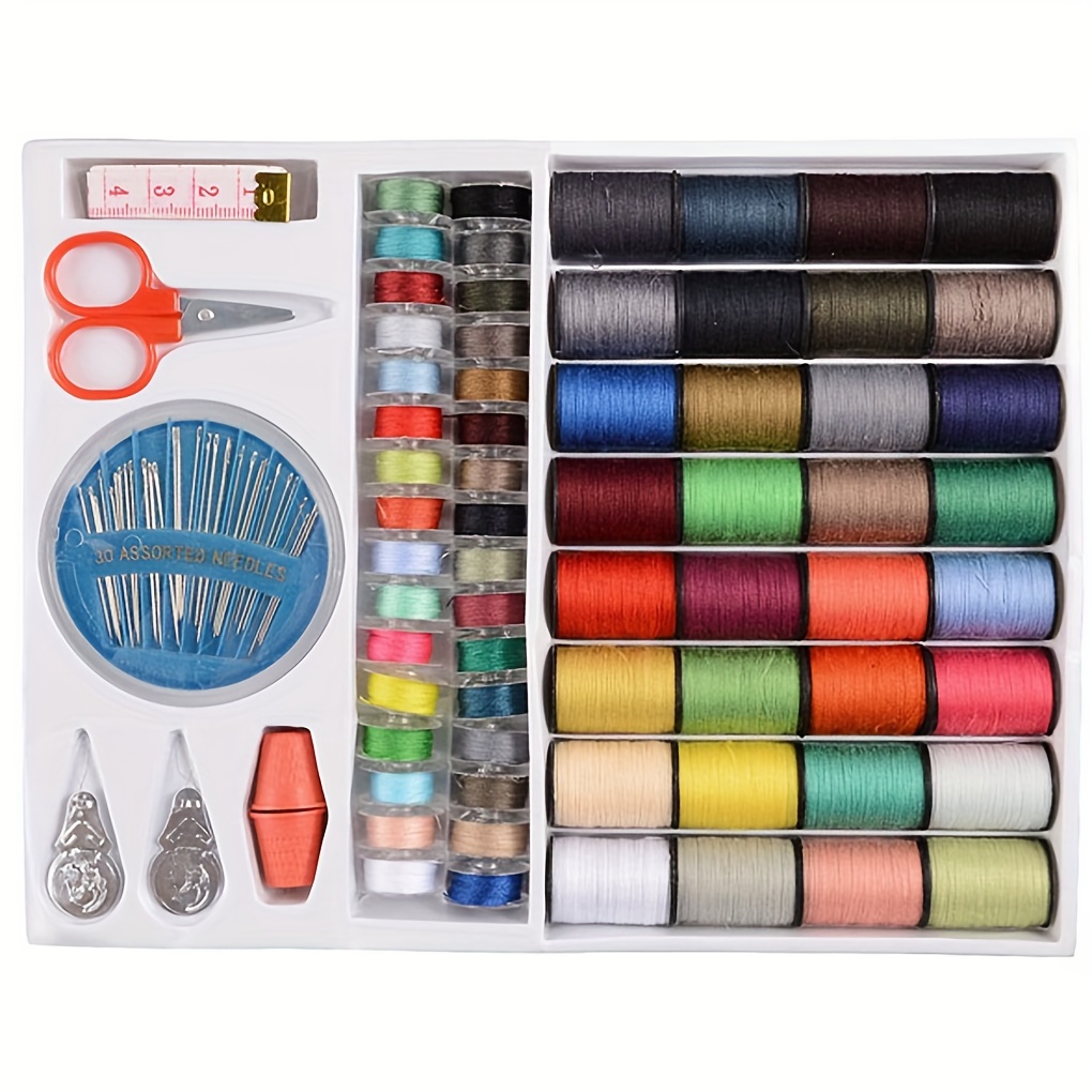 

Complete Sewing Kit With 64 Assorted Thread Colors, Diy Craft Supplies, Needle Box & Tools - Random Color Selection Embroidery Kit Sewing Patterns For Crafts