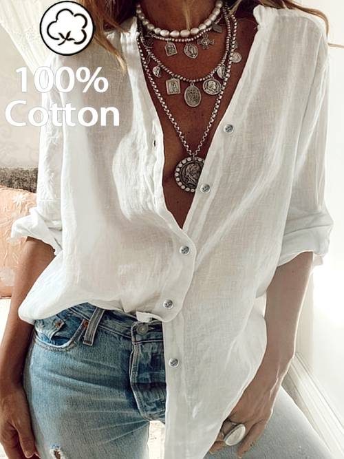 pure shirt elegant womens solid color long sleeve top with button details daily wear or office occasions suitable for vacations commuting holiday parties and social events for spring summer
