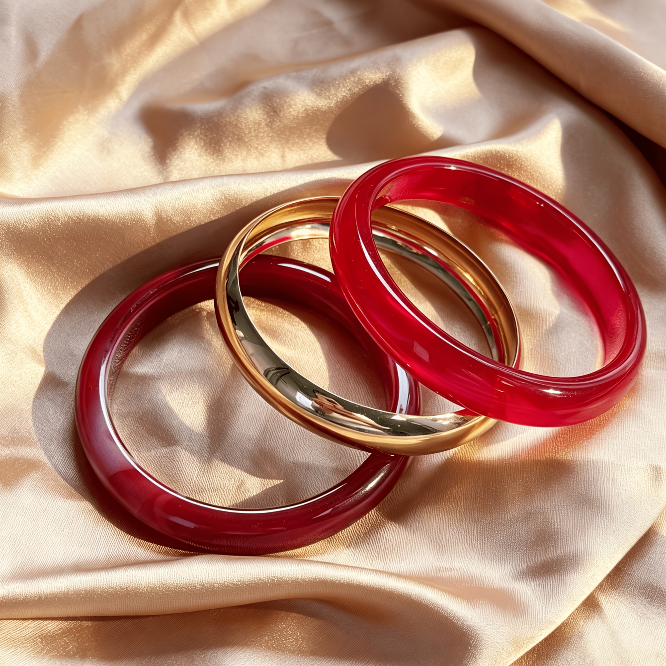 TEMU 3pcs Women's Bracelet Set, Vintage Thick Acrylic Resin + Metal Bangle, Layered Accessories For Women's Parties And Daily Wear