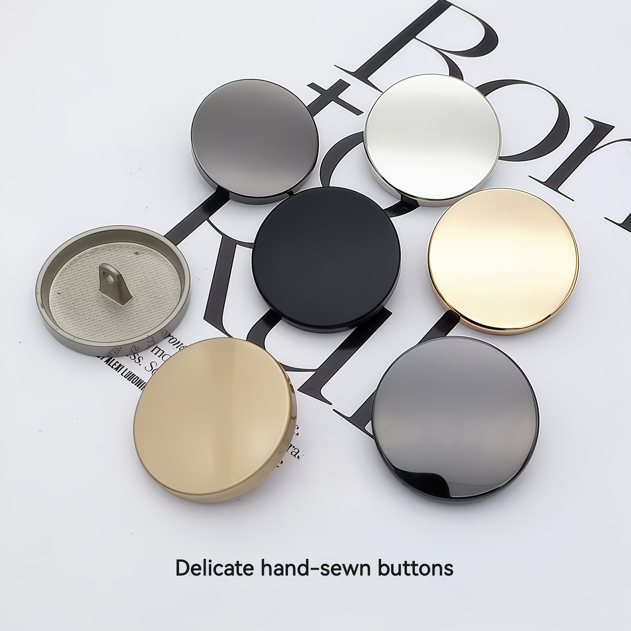 

A Set Of 10 Simple And Mirror-like High-foot Golden Buttons Suitable For Men And Women. Hand- Buttons Of Sizes, Suitable For Shirts, Dresses, Blouses, Windbreakers, Coats, And Pants.