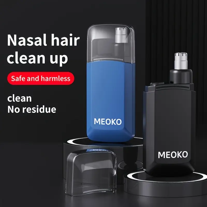 portable electric nose hair trimmer cordless usb powered nose hair shaver with safety lock   design nozzle compact personal grooming tool for     use ideal for men women usb battery powered nose hair remover transparent cover sleek device metallic   Product details 1