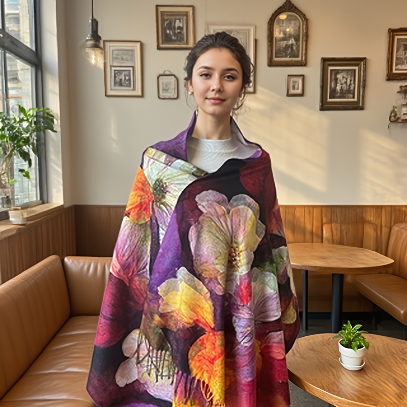 TEMU A Shawl That Combines Artistic Aesthetics With Practical Functions. Suitable For An Atmosphere As A Shawl And Autumn, And Can Serve As A Warm