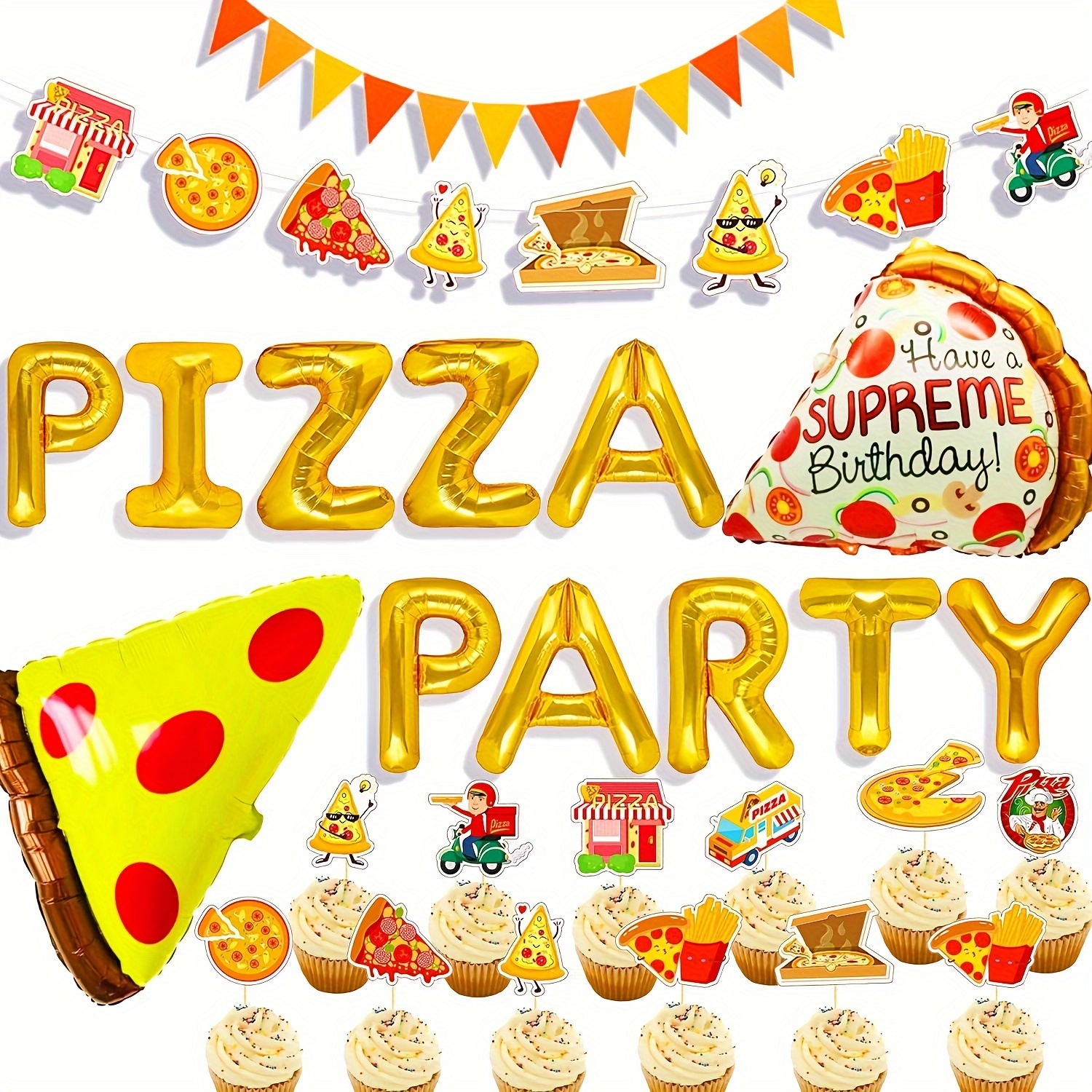 

Laventy 17 Pcs Decoration Favors Supplies Birthday Decoration Pizza Balloon Slice Pizza Kids Party Balloons