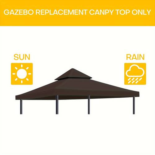 10x10 gazebo replacement canopy cover 2 tier uv protection high quality outdoor sunshade 600d polyester with pa coating fade reinforced corners khaki burgundy elegant tiered design durable pa coating
