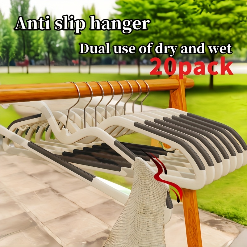 Image of 20pcs Short-neck Unbranded Shoulder Angle Protection Hangers Rotatable Clothes Hangers, Space- Wet And Dry Dual-use Hangers, Thickened Hangers, For Home Dormitory, Bedroom Use