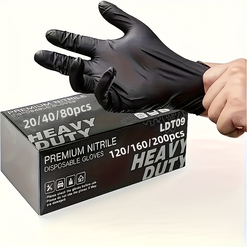 TEMU 20/40/80/120/160/200pcs Black Disposable Composite Nitrile Gloves Latex-free, Suitable For Kitchen And Household Cleaning, Sizes S/m/l/xl, Bagged For Protection During Transport