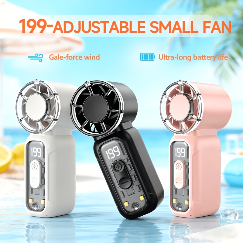 2026 new mini usb rechargeable handheld fan with 199 speed settings transparent version powerful outdoor portable high   fan cooling and     with a large battery