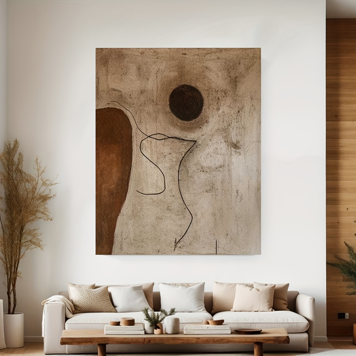 Brand Mhemyo Brown Wabi Sabi Handmade Canvas Painting Brown Minimalist Canvas Art Large Texture Painting on Canvas Brown Painting Brown Wall Painting for Home Decor No Frame