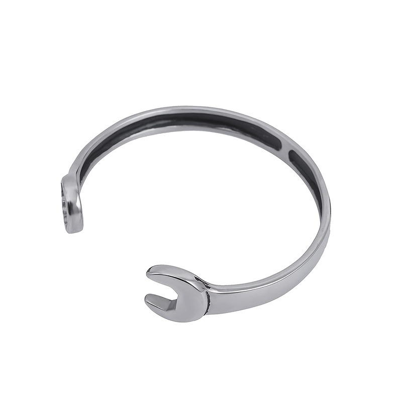 Couple's 2-Color Stainless Steel Wrench-Shaped Open Bracelet