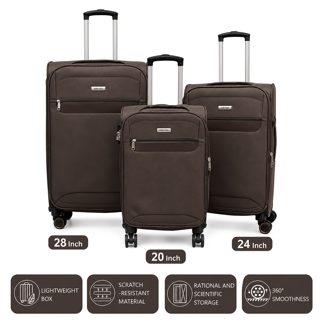 TEMU 3pcs Expandable Fabric Suitcase Set (20/24/28), Trolley Case, Carry-on And , To Luggage Scratches! | Multi-functional Suitcase With Spinner