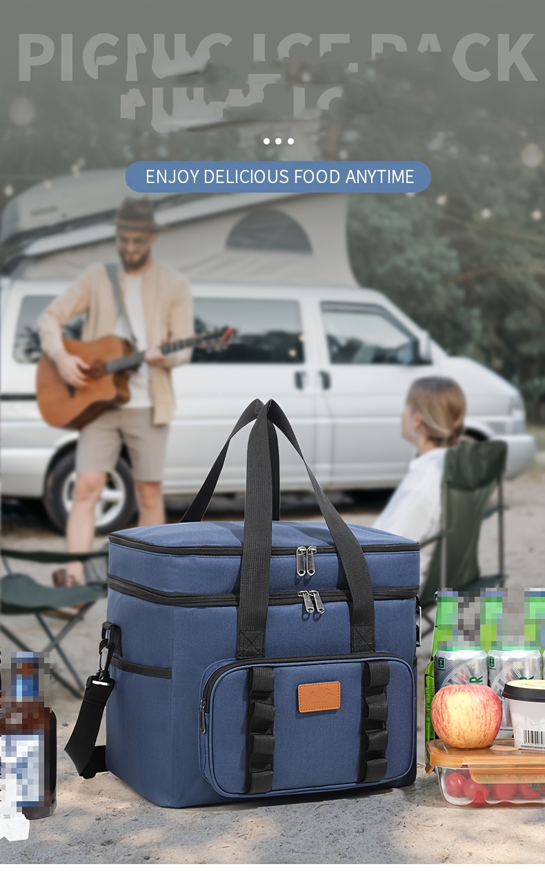 23L Outdoor Fresh-Keeping Ice Pack, Double-Layer Large Capacity Camping Picnic Bag, Portable Travel Insulation Bag, Oxford Fabric, High Quality, Mixed Colors, Perfect for Easter, Women’s Day, Valentine’s Day, Mother’s Day, Independence Day