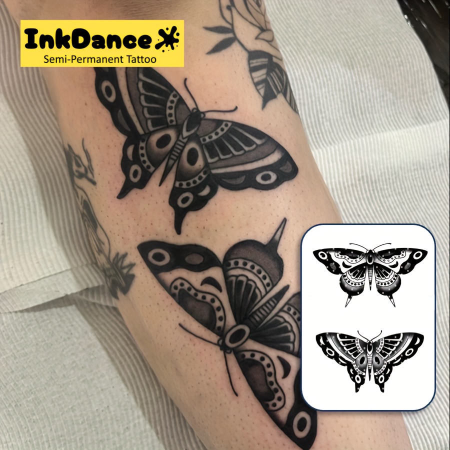 Image of "old School " Tattoo Sticker, Cute, Semi-permanent, Temporary Tattoo, Women's Body Art, Fake Tattoo, Waterproof & Long-lastingrealistic Design, Plant-based Formula, Gift D119