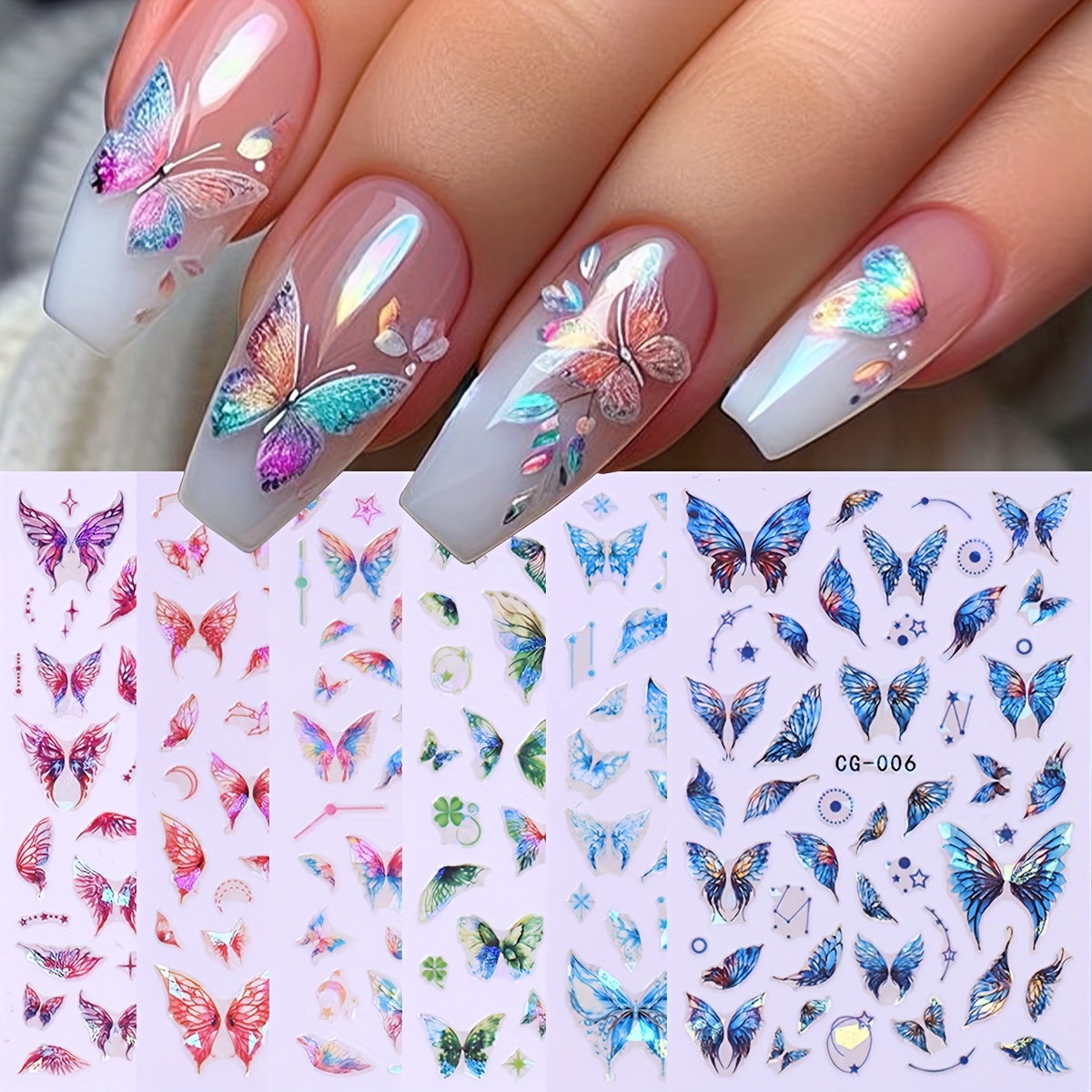 

6pcs Art Stickers - -, Decals For Diy Manicure & Pedicure