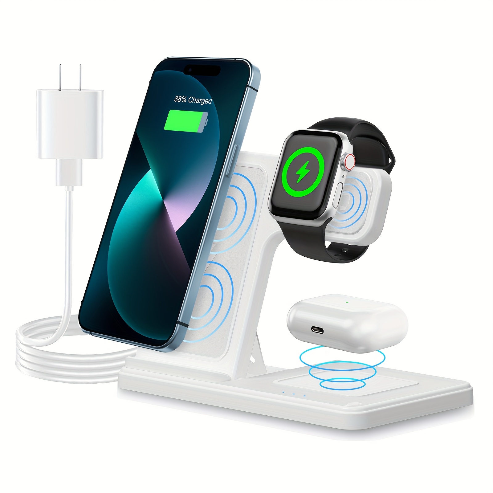 Wireless Charging Station 3 in 1 Standard 15W for Mag-Safe Fast Wireless Charger Stand, for Iphone16 15 14 13 12 11 X 8 Pro Max/Pro/Mini/Plus, for Iwatch Ultra 10/9/8 7/6/5/4/3/2 SE, for Airpods 4/3/2/Pro/Pro2 - Image 6