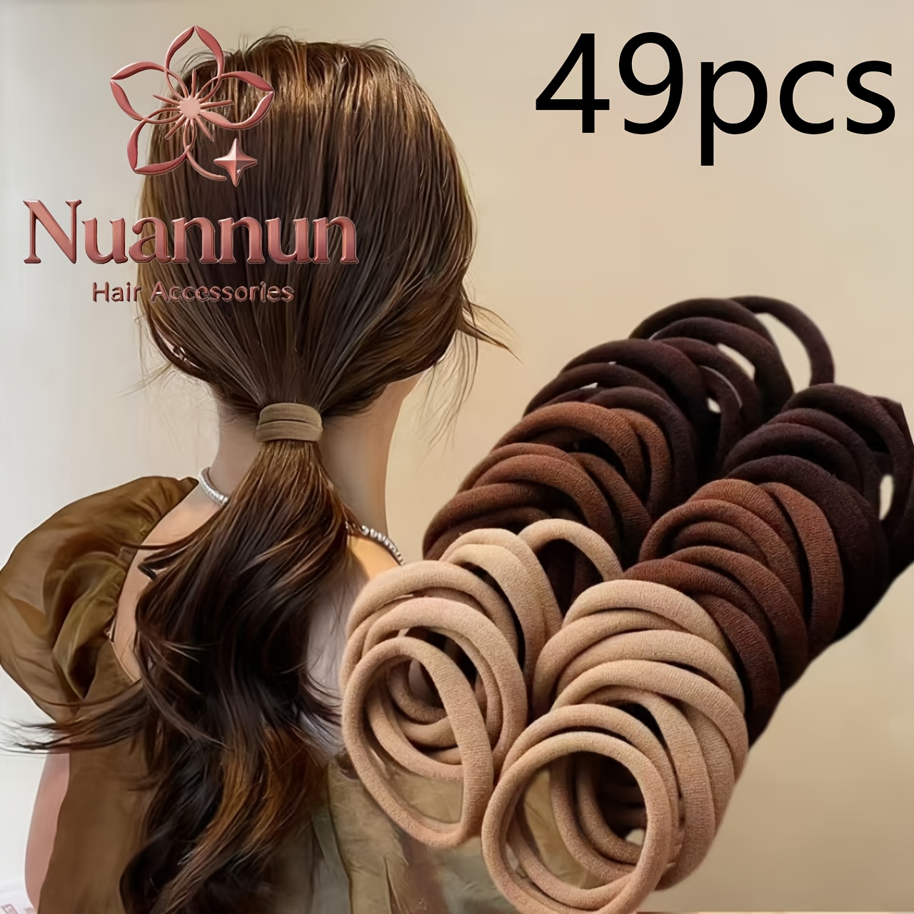 TEMU 49 pcs. Lot d'élastiques à cheveux couture, haute élasticité, polyvalents, durables, , pour et queue de cheval asymétrique, pour les cheveux