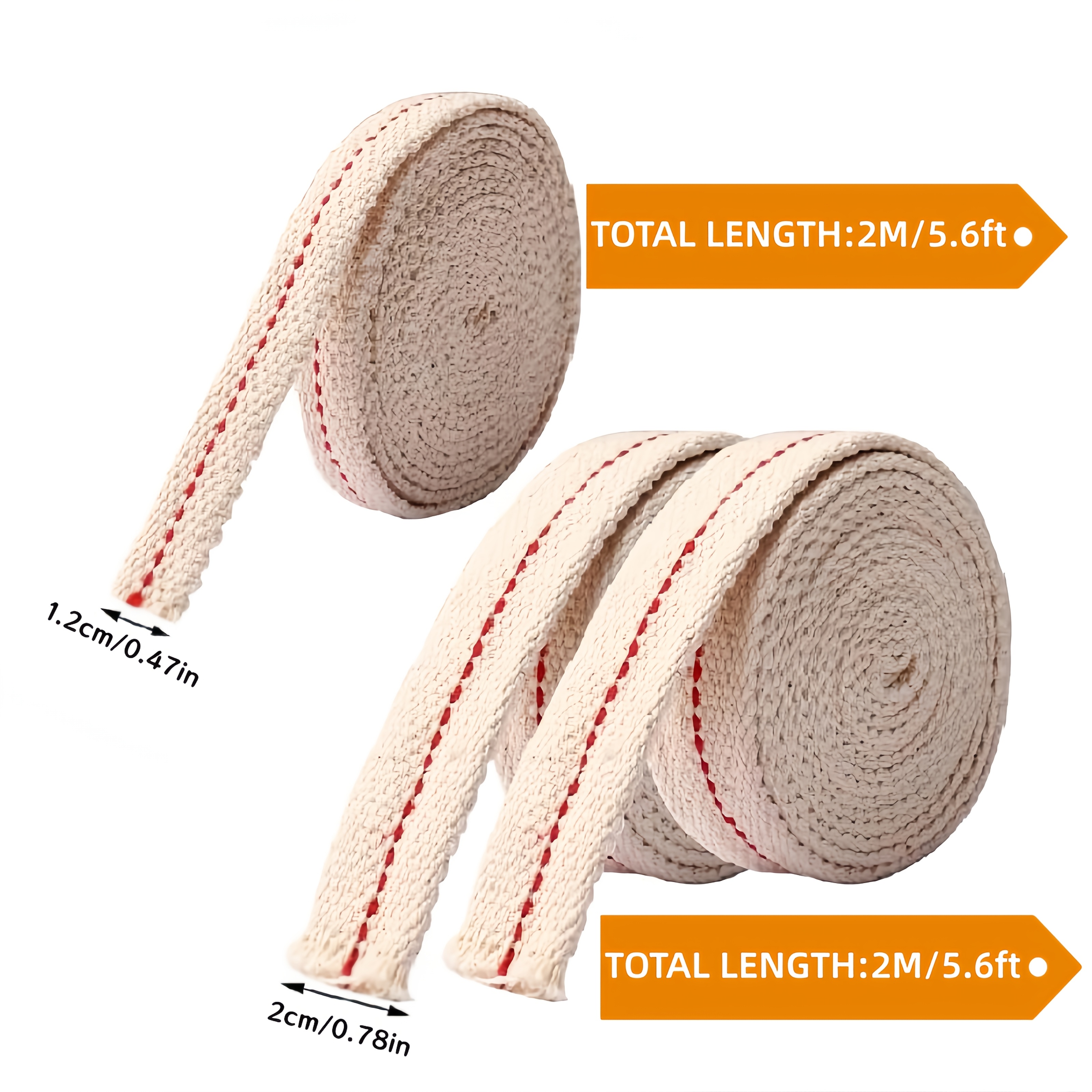TEMU 3 Rolls Of Flat Wicks, 1 Roll Of 1.2cm Wide Outdoor Lantern Wick (2 Meters Long), And 2 Rolls Of 2cm Wide Wicks (1 Meter Long Each), Totaling 2