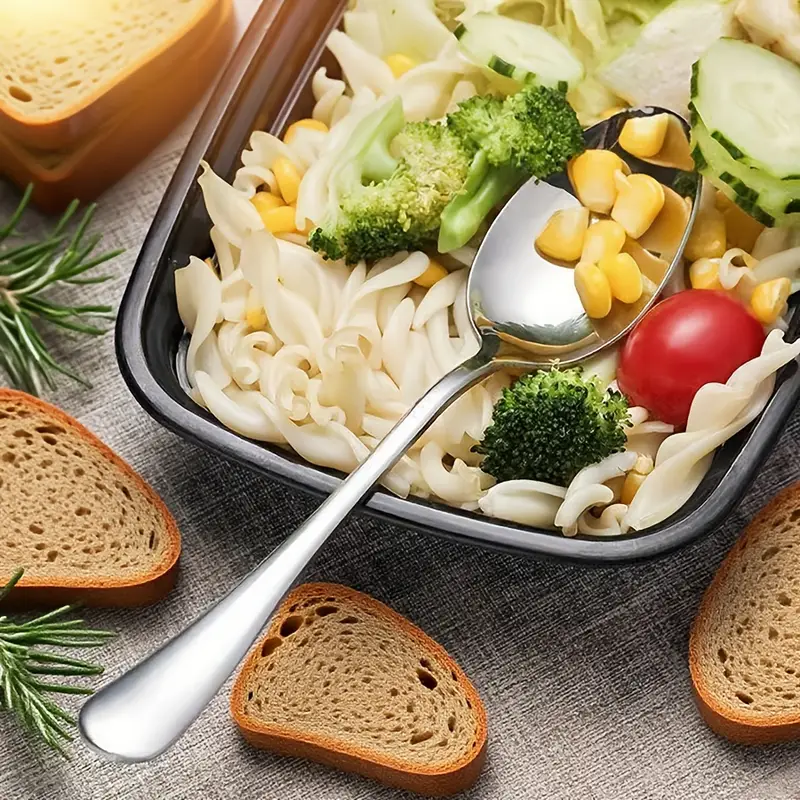 5pcs portable stainless steel cutlery set with storage box, reusible silverware camping utensils knife dishwasher safe for work school picnic travel lunchbox kit Product details 6