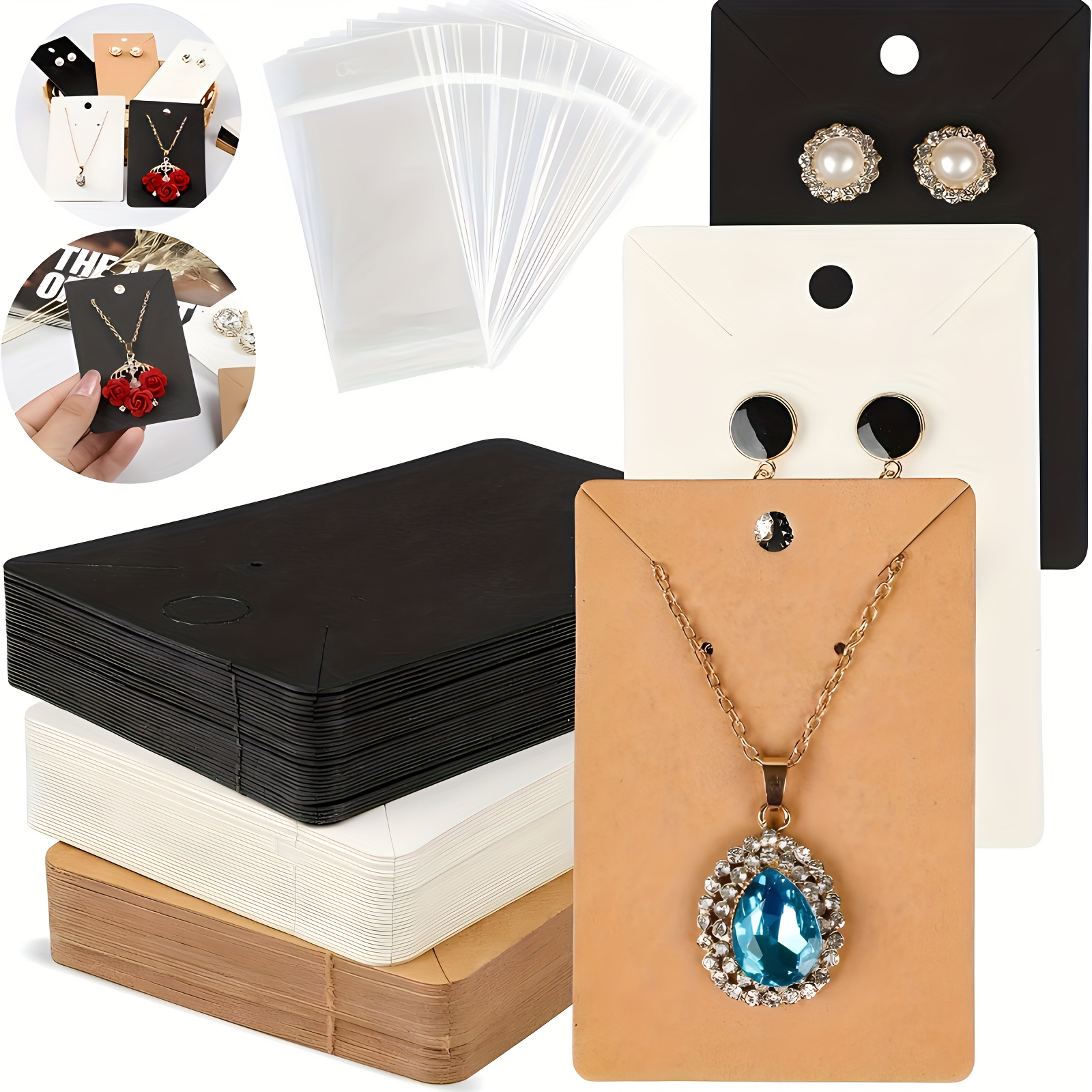 

100pcs Jewelry Display Cards With Hanging Bags - Necklaces, Earrings, Bracelets & Hairpins Storage