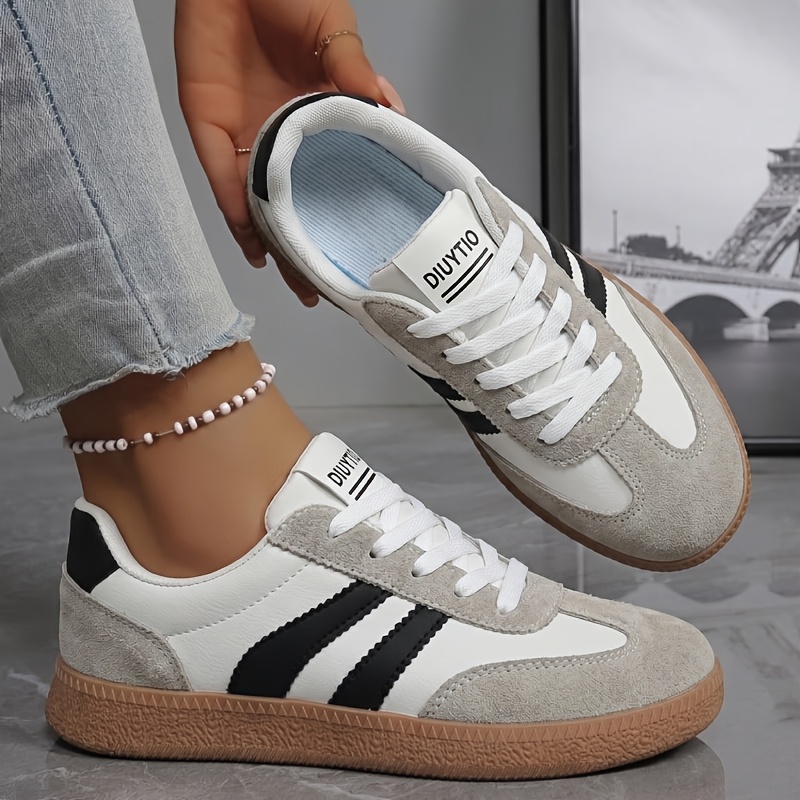 TEMU Zapatillas SIGUJK de entrenamiento alemanas bloques de color, tendencia de ropa de estilo coreano, diseño de bloques de color, zapatillas de