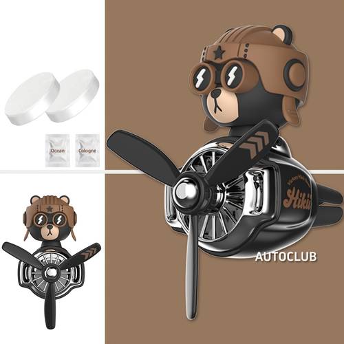 bear car air freshener with rotating propeller vent clip automotive aromatherapy ornament decor car decoration car diffuser gift for men women