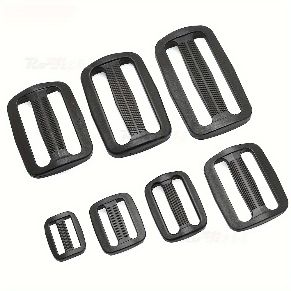 

10pcs Black Plastic Curve Sliders, 15-50mm Tri- Adjustable Buckles For Backpack Straps And Sewing Supplies