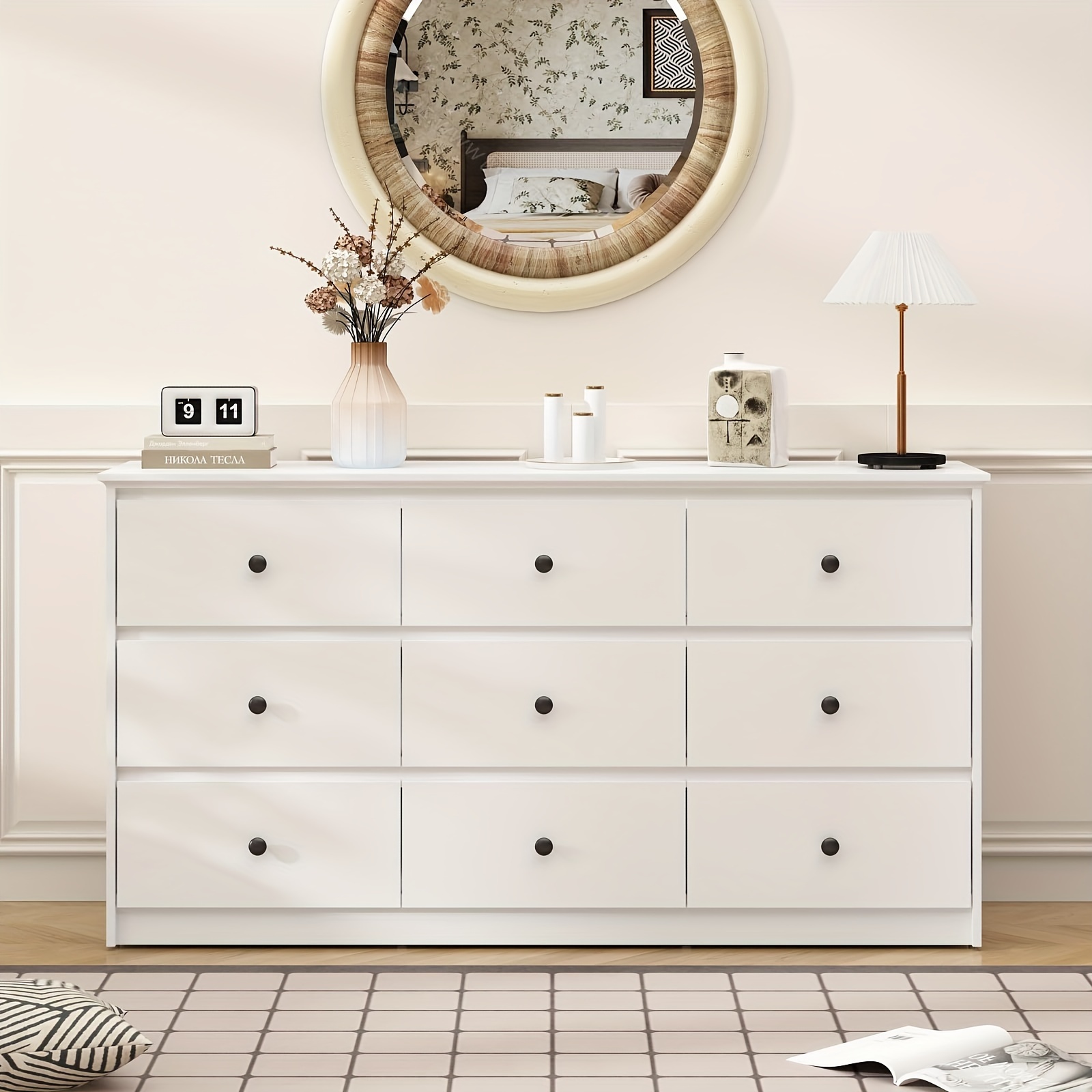 

Dresser, 9 Drawer Dresser With Handles, Large Modern Dressers For Bedroom With Deep Drawers, Dressers & Chest Of Drawers, Dresser For Bedroom, Living Room, Closet.