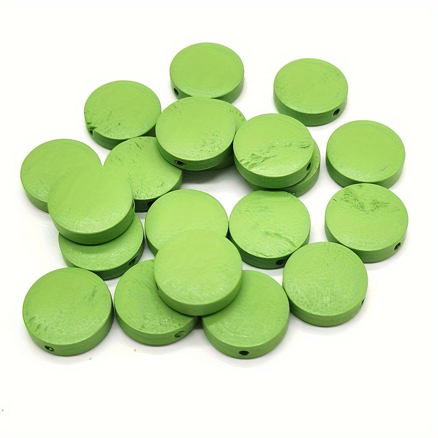 20pcs Flat Round Wooden Beads for DIY Jewellery Making