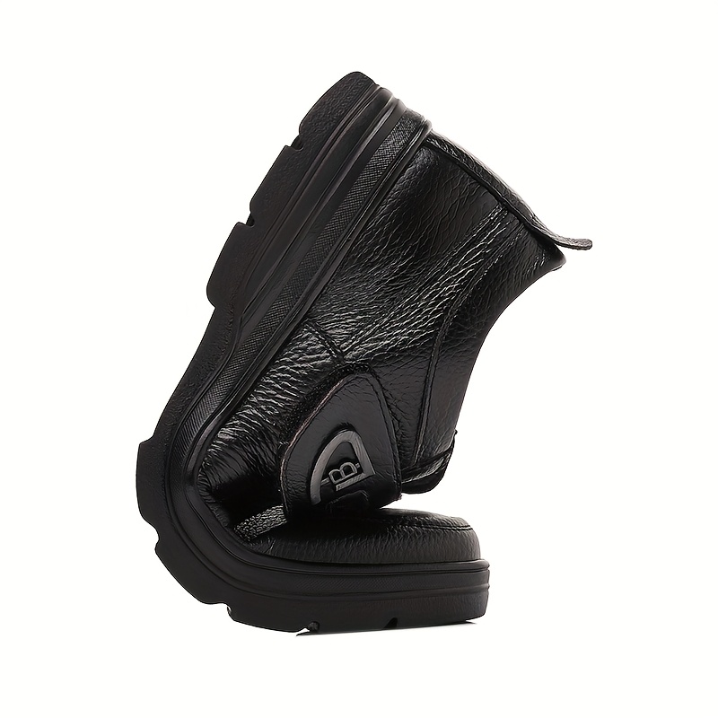 mens genuine   leather slip on loafers retro round toe non slip rubber sole soft comfortable casual business shoes with adjustable hook loop closure   versatile for outdoor daily wear shoes for men versatile footwear   durable footwear Product details 10