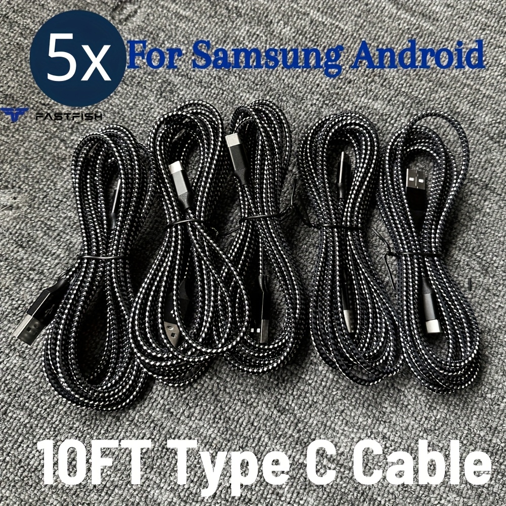 

Fastfish Braided Usb C Type C Charger Cable Lot Fast Charging 10ft For Xiaomi S23 S20 S21 Cord 5pcs