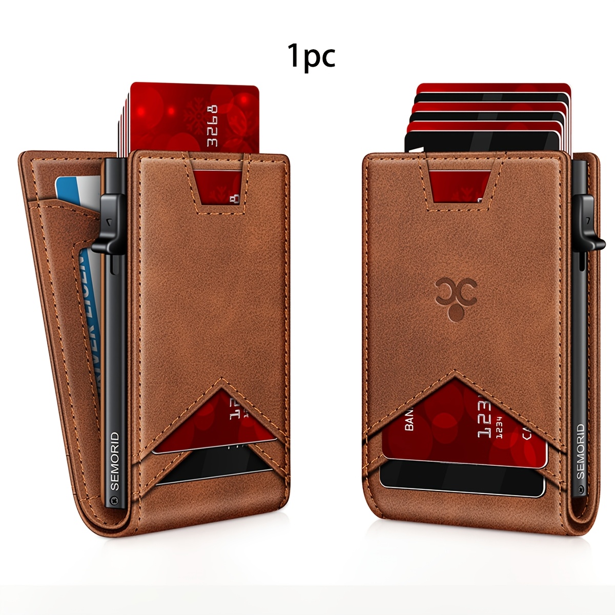 TEMU Men's Ultra-thin Wallet With Rfid Shielding And Double-fold Front Pocket, Money Clip With Card Holder | Gift For Men