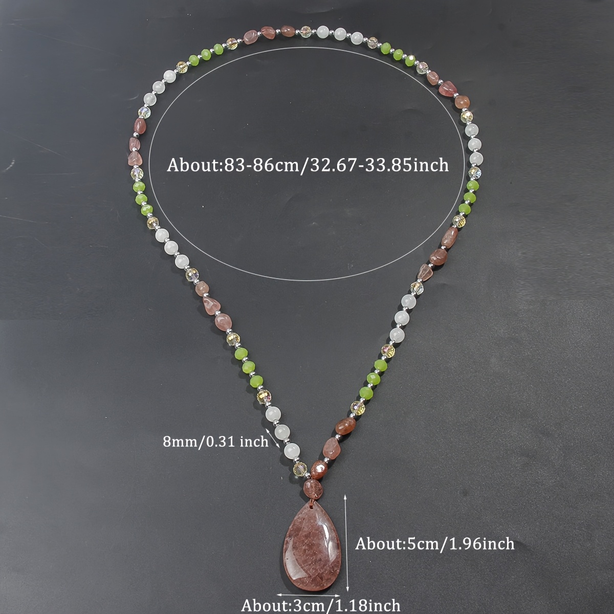 Fashionable Natural Stone Bead Necklace, Multi-Layer Stackable