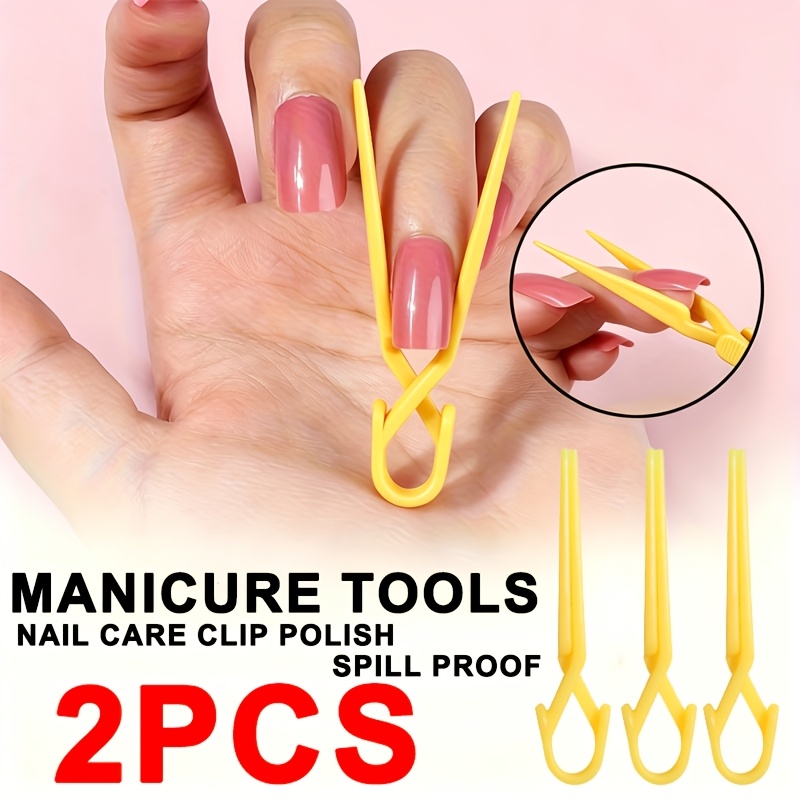 TEMU 2-pack Yellow Minimalist Nail Art Positioning Anti-spill Clips, Shaping And Positioning Aid Tool, Nail Clips, Nail Staining Protective Clips,