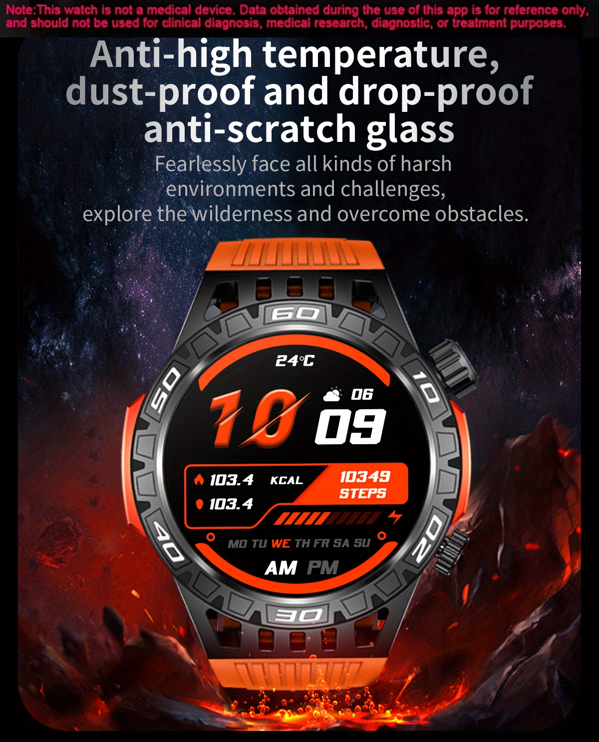 1 montre intelligente de survie air, avec écran led de 1.46 et batterie de 450 mah, podomètre , moniteur de fitness, cadeau pour femmes et hommes, compatible avec iphone et détails 10