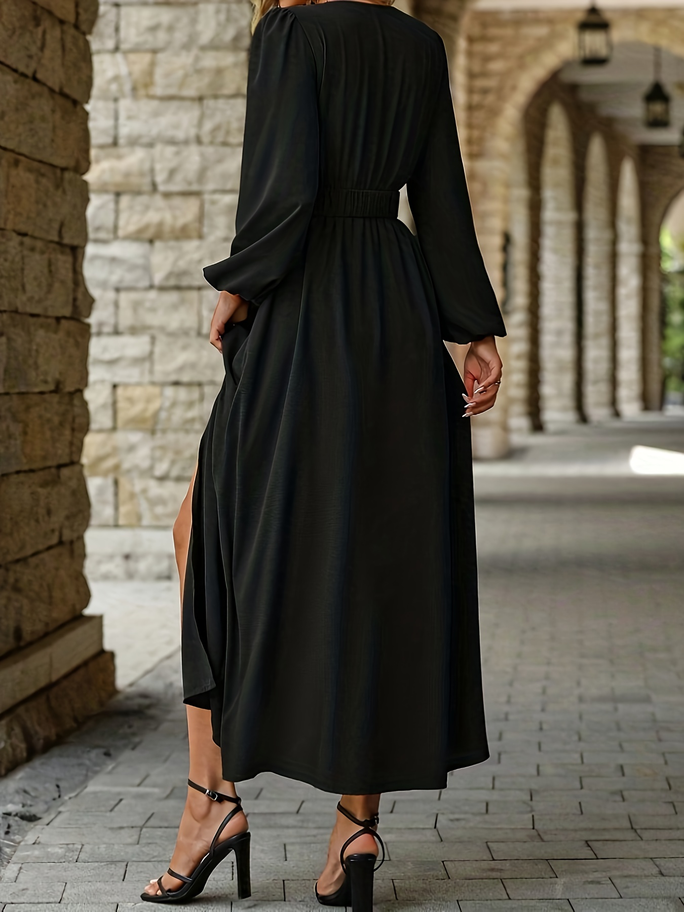 chinese dress ladies AOMEIDRESS Black Sequin Formal Dress for Women Long Sleeve Velvet Maxi  Party Gown  AOMEI DRESS