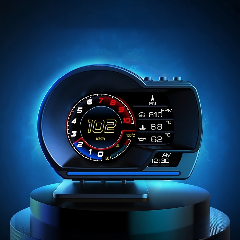 TEMU & Gps Car Hud Display With Real-time Speed, Rpm, , Gps Tracking, Fault Code Reader, Alarms, Night Light & Integration (/) - Dashboard Gauge For