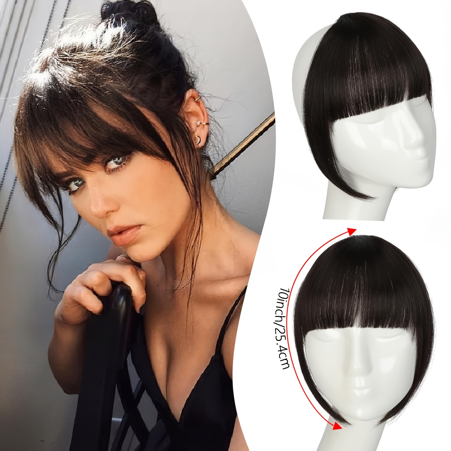 clip in bangs 100 human hair fringe clip on  l hair extensions daily party fringe french clip in thick   full bangs details 2