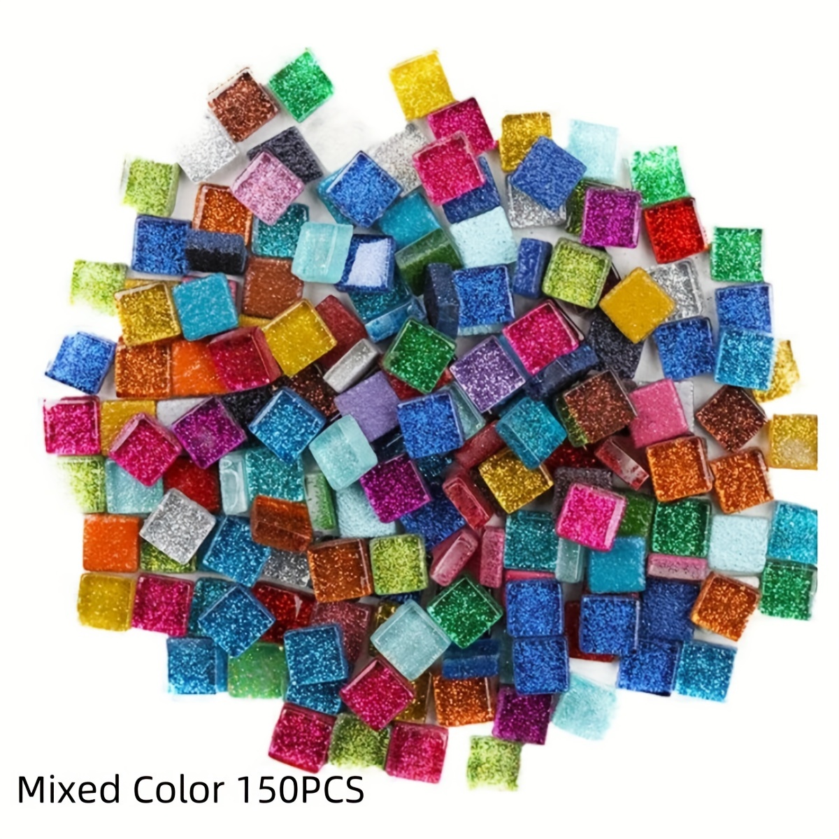 150pcs/pack Random Colors Glitter Square Glass Mosaic Tiles Handmade Materials Patches, Handmade Materials, Diy Handmade Materials