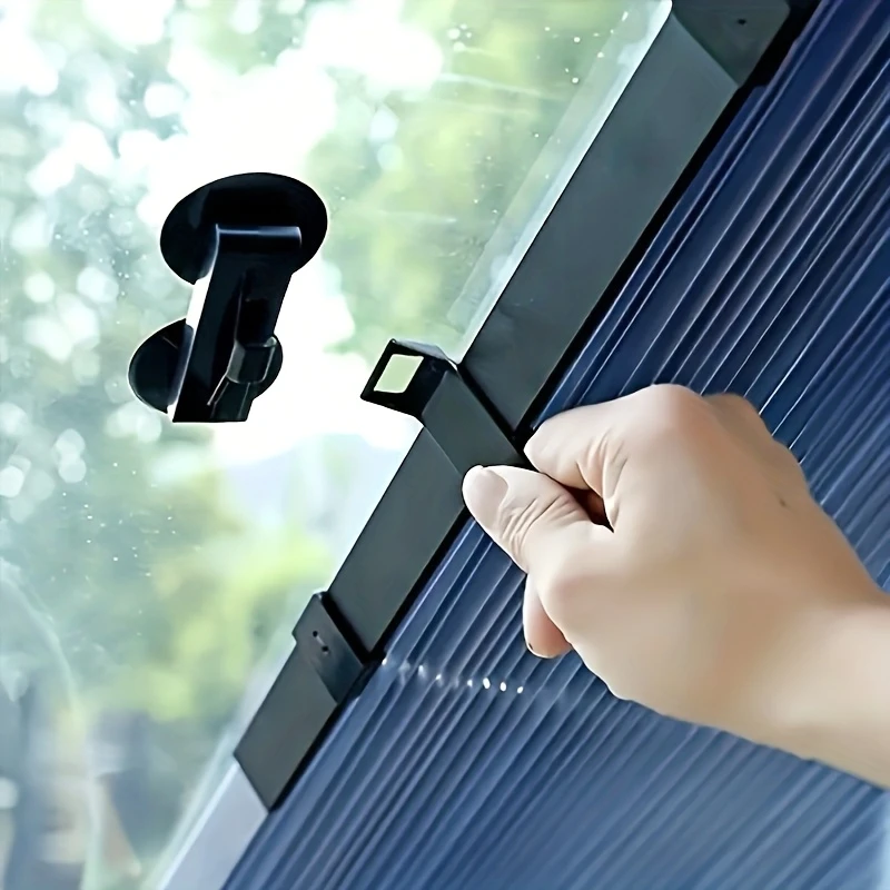 1pc automatic retractable folding sunshade uv resistant heat insulating aluminum material on installation blackout curtain for front window car sunshade windshield foldable details 4