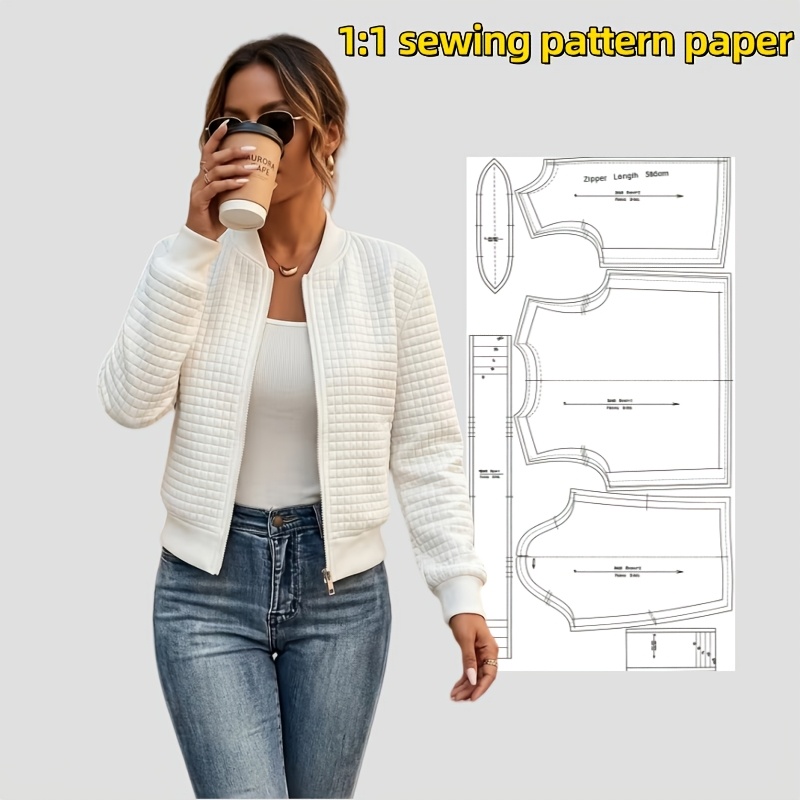 TEMU New Women's Short Jacket Sewing Quilting Template, 1:1 Sewing Pattern, Jacket Sewing Template, 1:1 Sewing Sample, Pattern Not Finished Clothing,