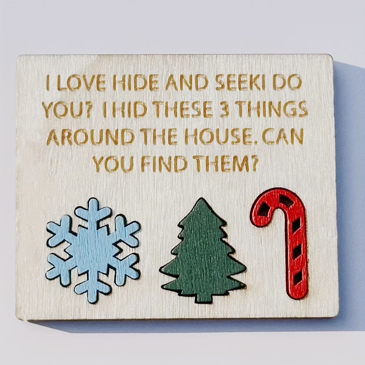 

Rustic Wooden Elf Hide And Christmas Puzzle, Holiday Wall Decor, , 3d Wooden Sign, 11.8 Inches, For Home & Kitchen Party Decor