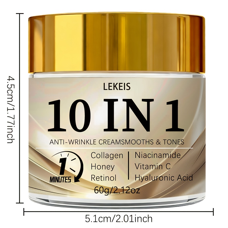 10-In-1 Instant Wrinkle Cream, Firms And Lifts Sagging Skin, Smooths Fine Lines And Wrinkles, Brightens Skin Tone, Makes Skin Look Younger, Restores Youthful Radiance, Gentle Non-Greasy Texture, Quick Absorption, Contains Collagen - Image 5