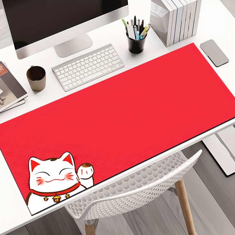 artikel foto een oversized gaming muispad gemaakt van diatomeeënaarde, met een ontwerp van een gelukskat voor het   jaar - met een antislip rubberen basis, perfect voor  , kantoren, scholen, esports en huisdecoratie. een ideaal cadeau voor gamingliefhebbers.