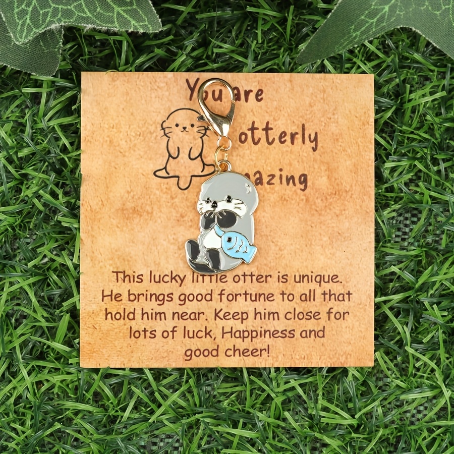 1/2pcs Cartoon Cute Otter Keychain With Inspirational Motivational Greeting Card - For Bags, Earphones, Car Keys - Fun Gift For , Birthday Additions, Encouragement Symbol, Mini Souvenir