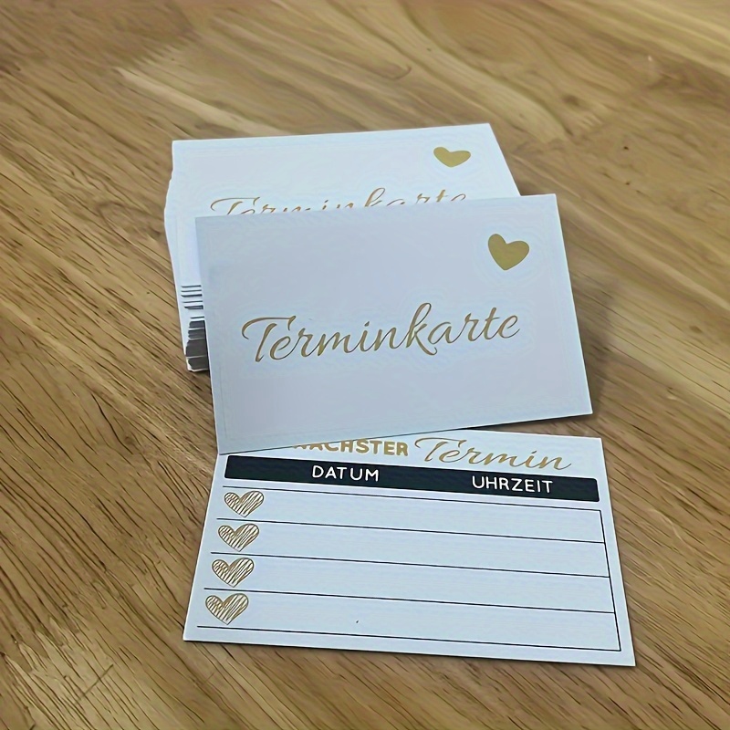 Image of 60pcs Glossy Heart-shaped Design Cards, For Hairdressers, Sports Therapists, Nail Salons And Massage Appointments, Size 3.3x2.1 Inches, German Language, Appointment Calendar Cards | Elegant Design |