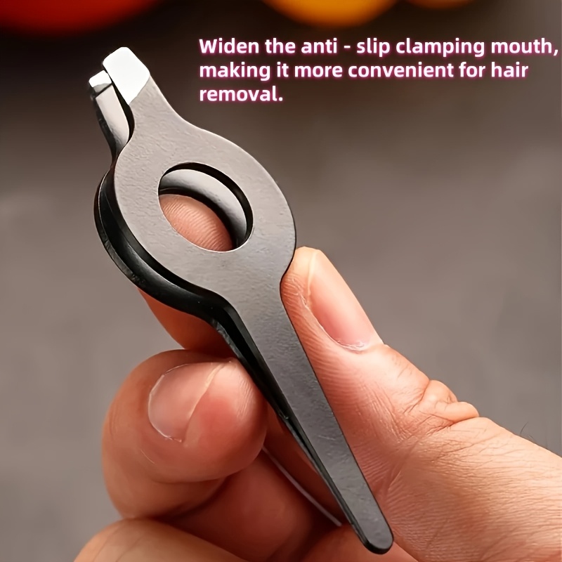 TEMU 1pc Professional Slant Tip Tweezers With Hollow Handle - Precision Eyebrow Shaping & Facial Hair Removal Tool, Ergonomic Grip, No Scent, Unisex