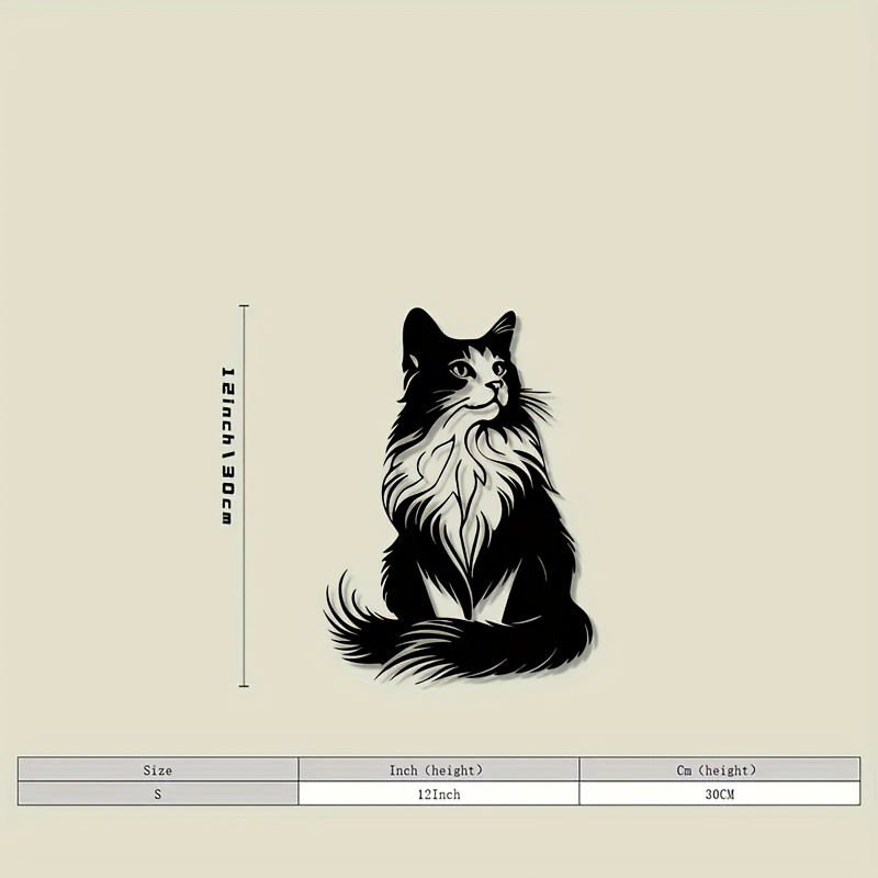 TEMU . Schwarz für Katzen Metall Wandkunst | Retro Eisen mit feiner Haar-Detail, Wiederverwendbarer Art Deco Stil, Perfektes Weihnachtsgeschenk für