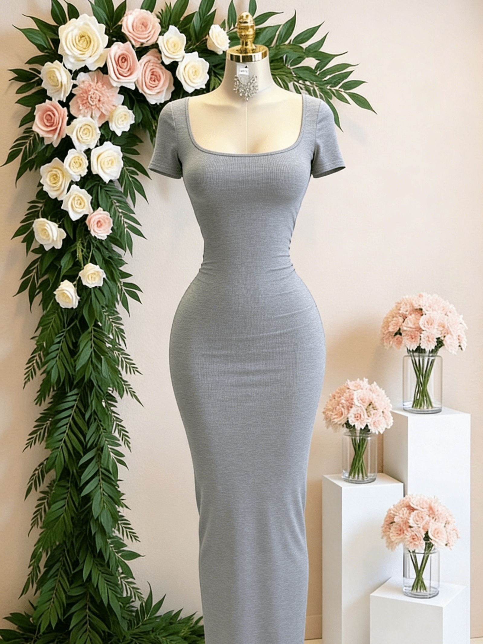 white cotton dress maxi – Outfitbook.fr Size:18 34/35 related:roomy-light-wash-blue Elegant Pink Bridesmaid Dresses